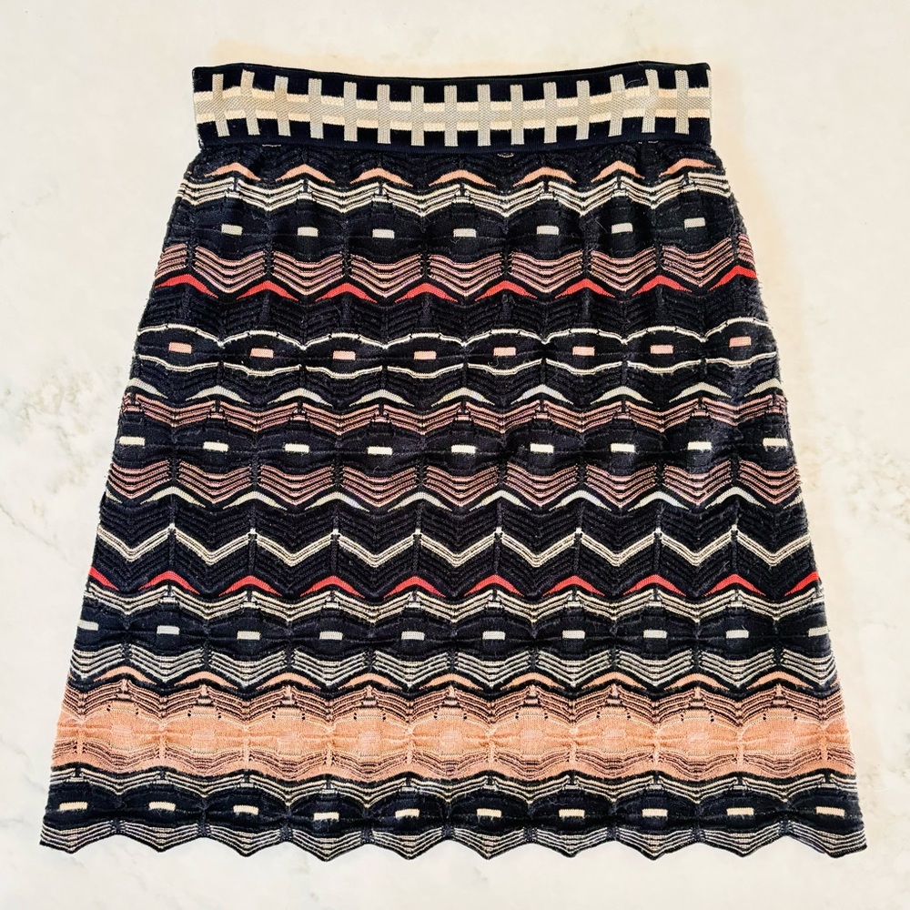 M Missoni Chic Patterned Skirt Knee-length in Black and Tan